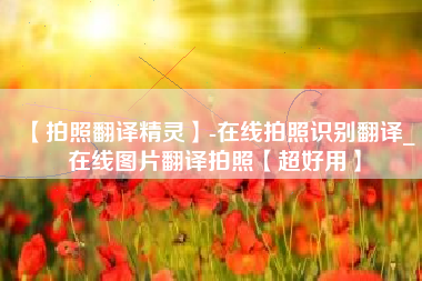 【拍照翻译精灵】-在线拍照识别翻译_在线图片翻译拍照【超好用】