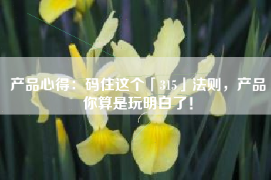 产品心得：码住这个「315」法则，产品你算是玩明白了！